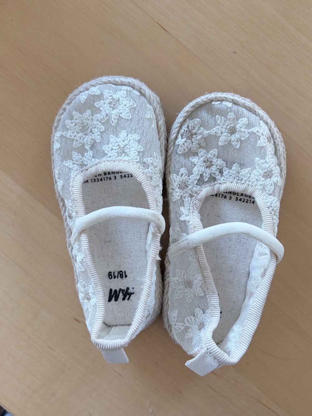 H&M White Floral Lace Mary Jane Espadrille for Infant